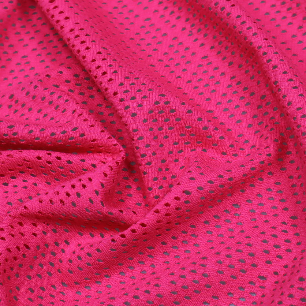 Baumwolljersey Raute-Lochmuster  uni - fuchsia  Extra breit !
