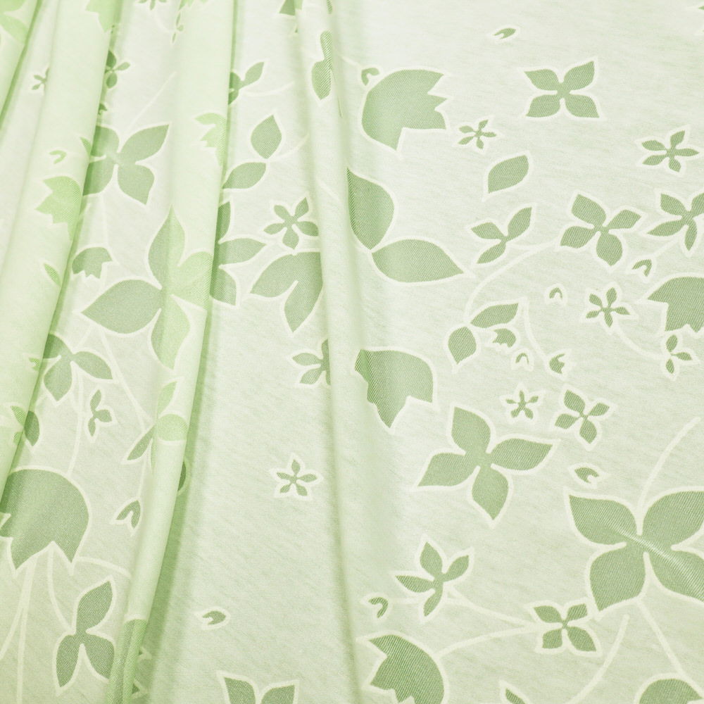 Ausbrenner Jersey zarte Blumen - mintgrün/wollweiss