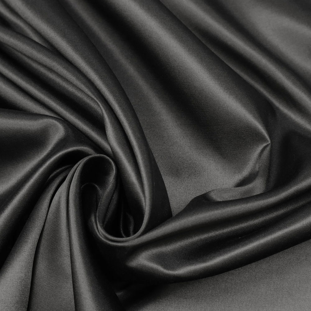 Seide-Baumwolle Mix Satin uni - schwarz