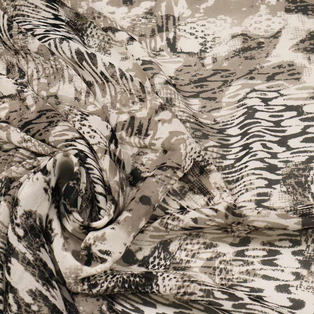 Chiffon Leo-Mustermix - wollweiss/taupe/schwarz