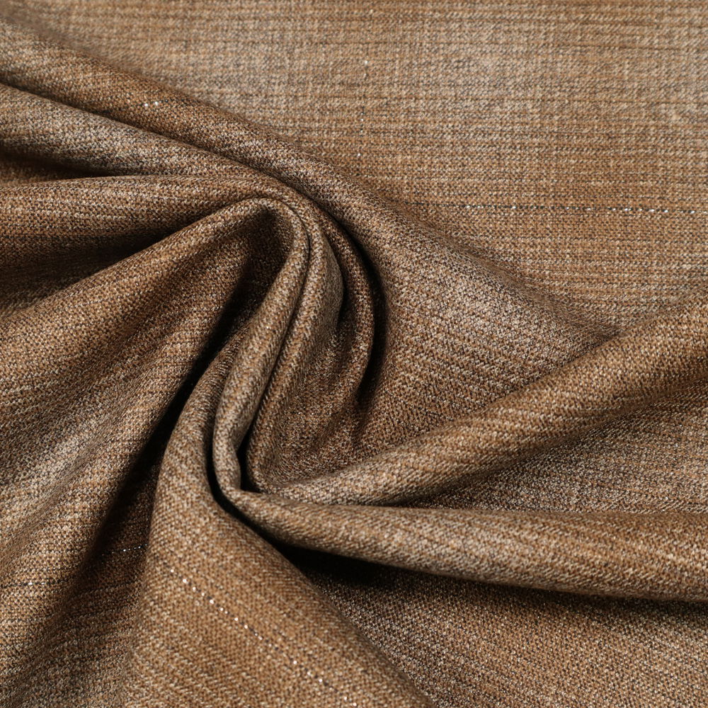 Stretch Wollstoff-Mix Glencheck Karo mit Lurex - braun/taupe/gold