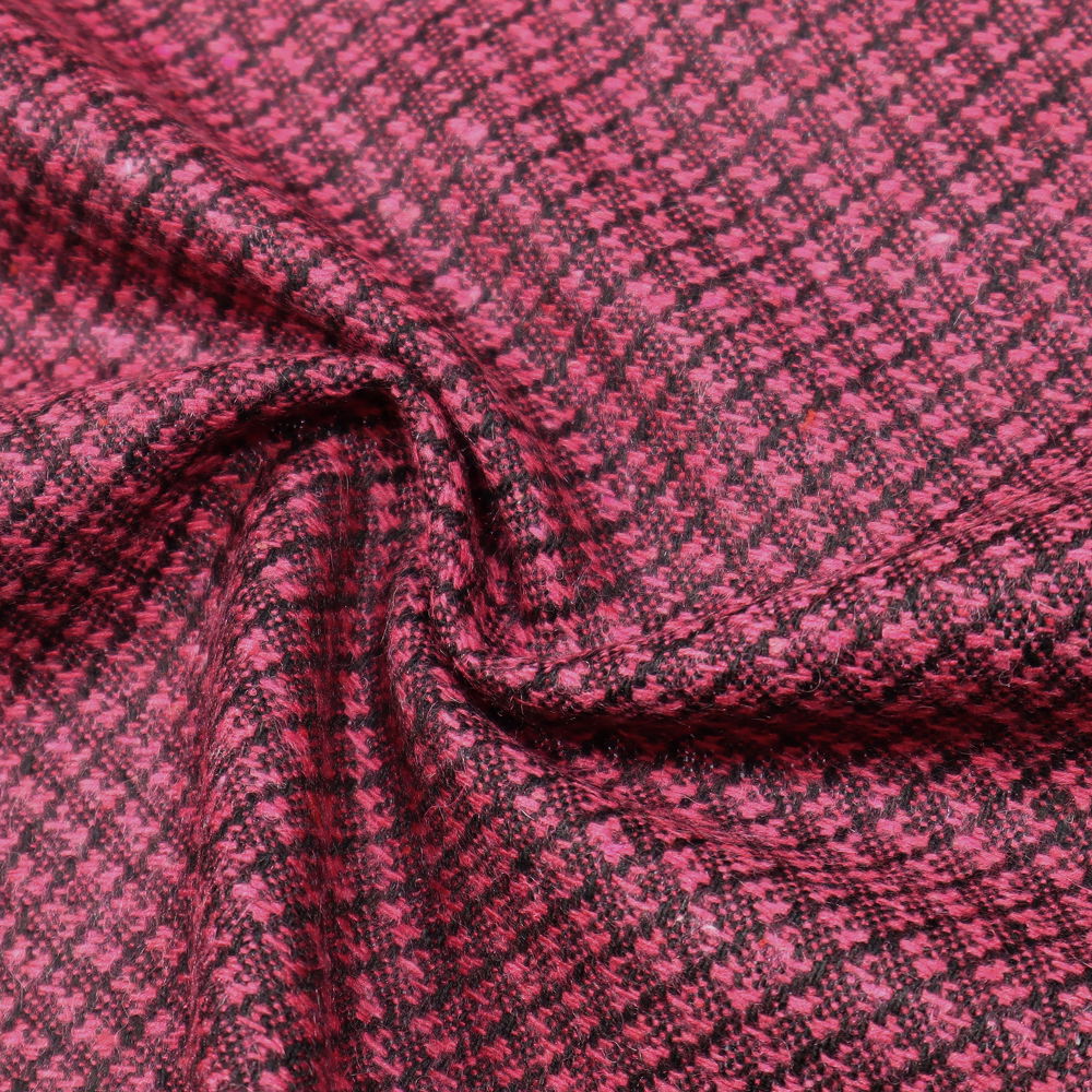 Jackenstoff Jacquard Rauten Muster - fuchsia/schwarz (2.Wahl)