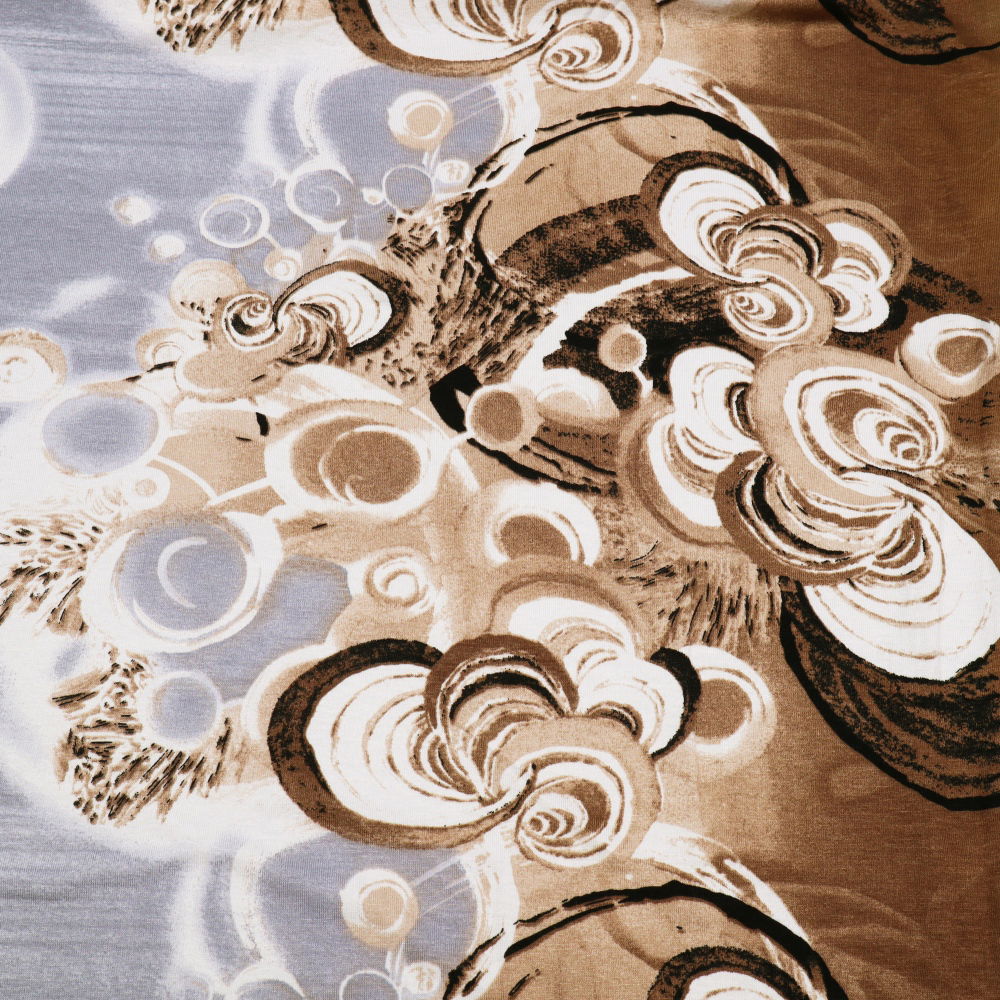 Viskosejersey Bordüre - wollweiss/silbergrau/beige/braun
