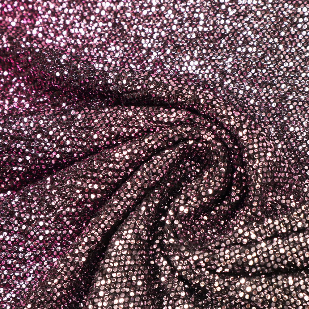 Feinjersey Krepp-Optik & Folienprint mit Farbverlauf - schwarz/neon-pink/rosé/silber
