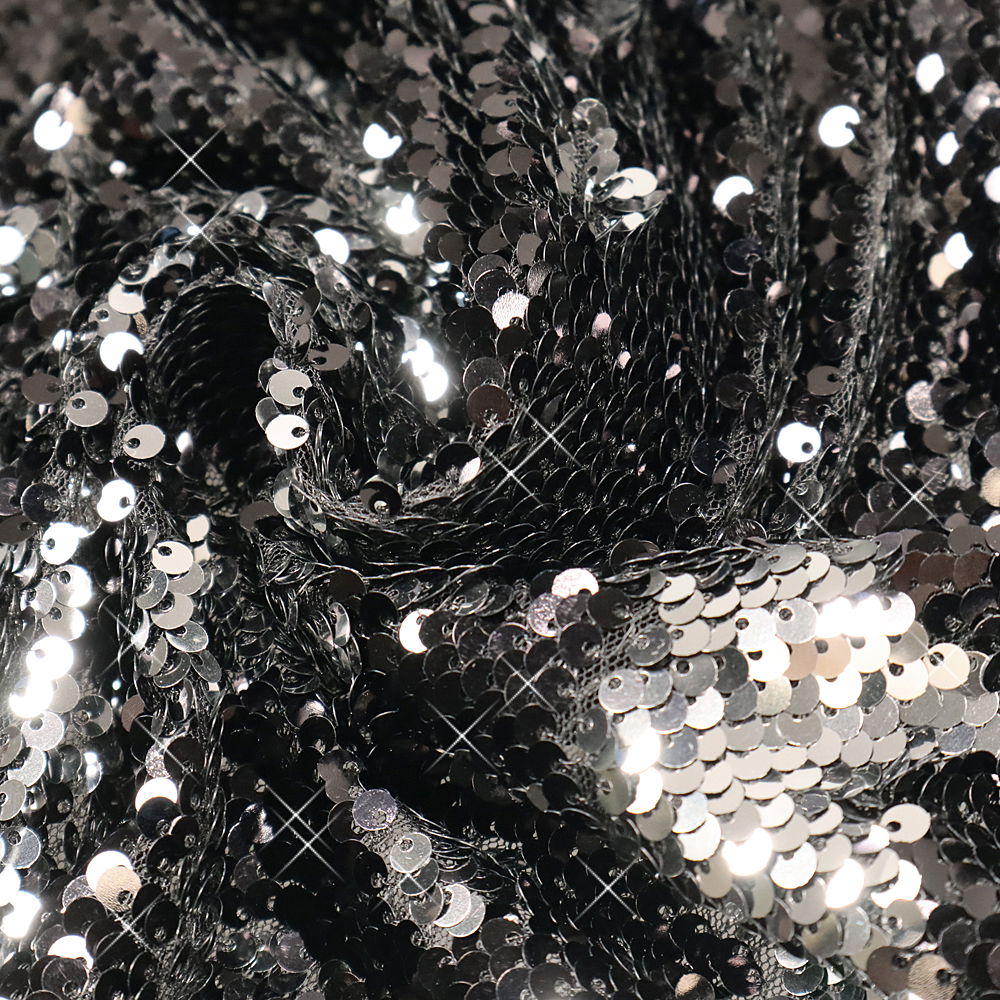 Pailletten-Tüll Wende-Pailletten Glamour - schwarz/silber