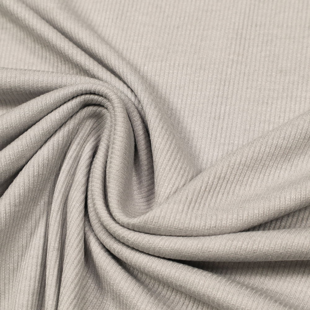 Viskose-Kaschmir Stretch Rippenjersey uni - hellgrau  Öko-Tex Standard-100