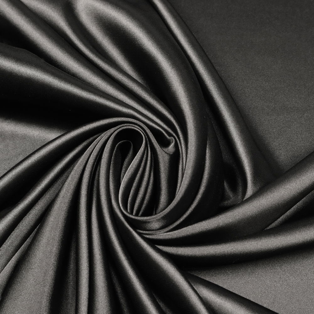 Polyester- Stretch Satin uni - schwarz