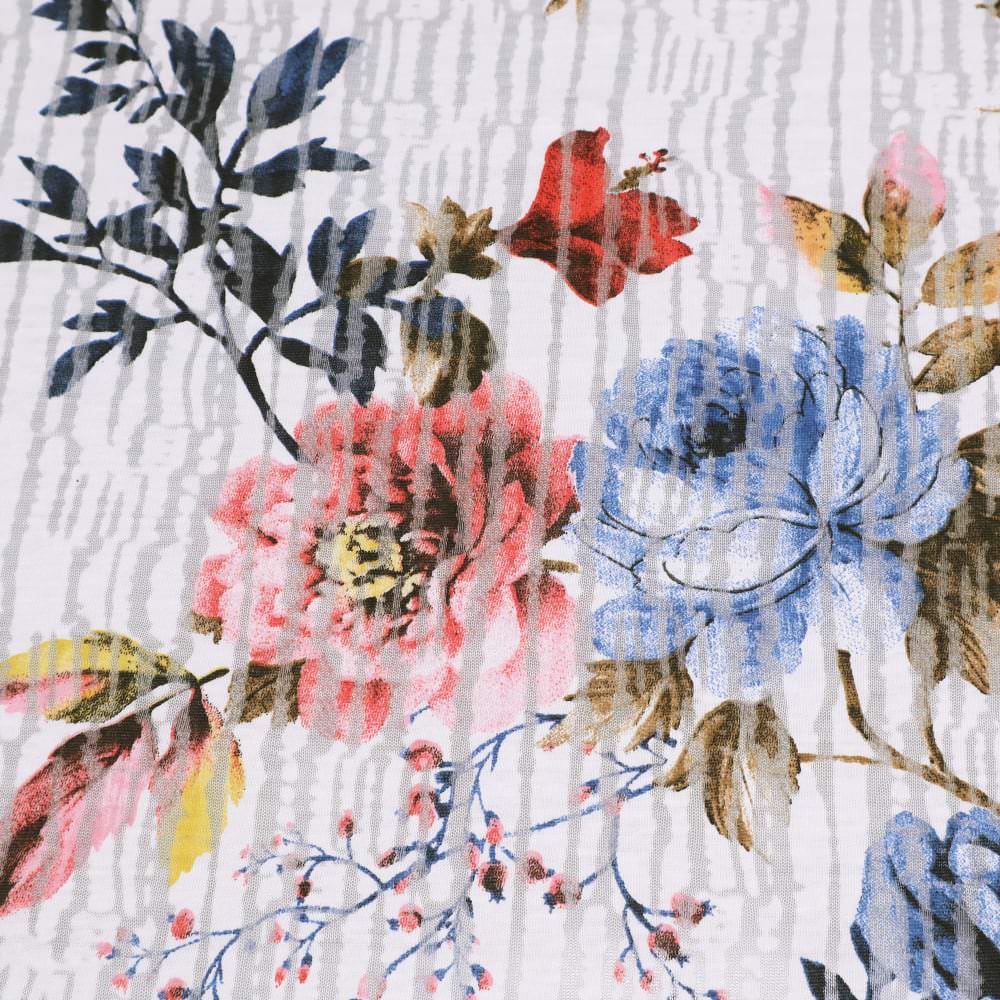 Ausbrenner Jersey Streifen & Rosen - wollweiss/blau/rot/braun