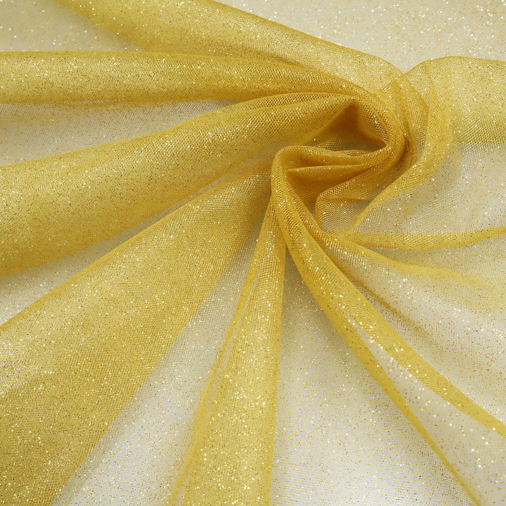 Tüll mit Glitzer - goldgelb