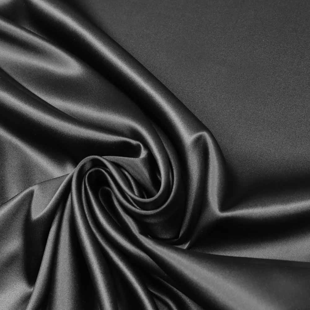 Stretch Seidensatin uni - schwarz